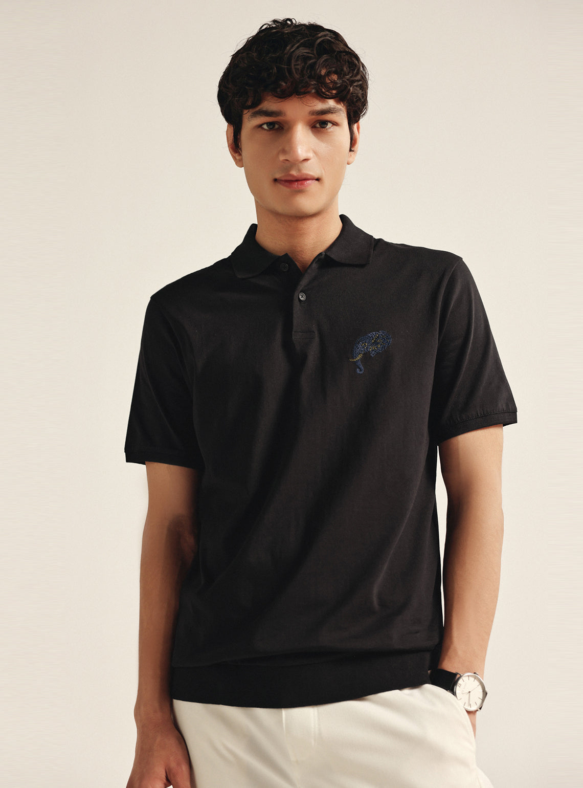 Pitch Black Compact Cotton Polo