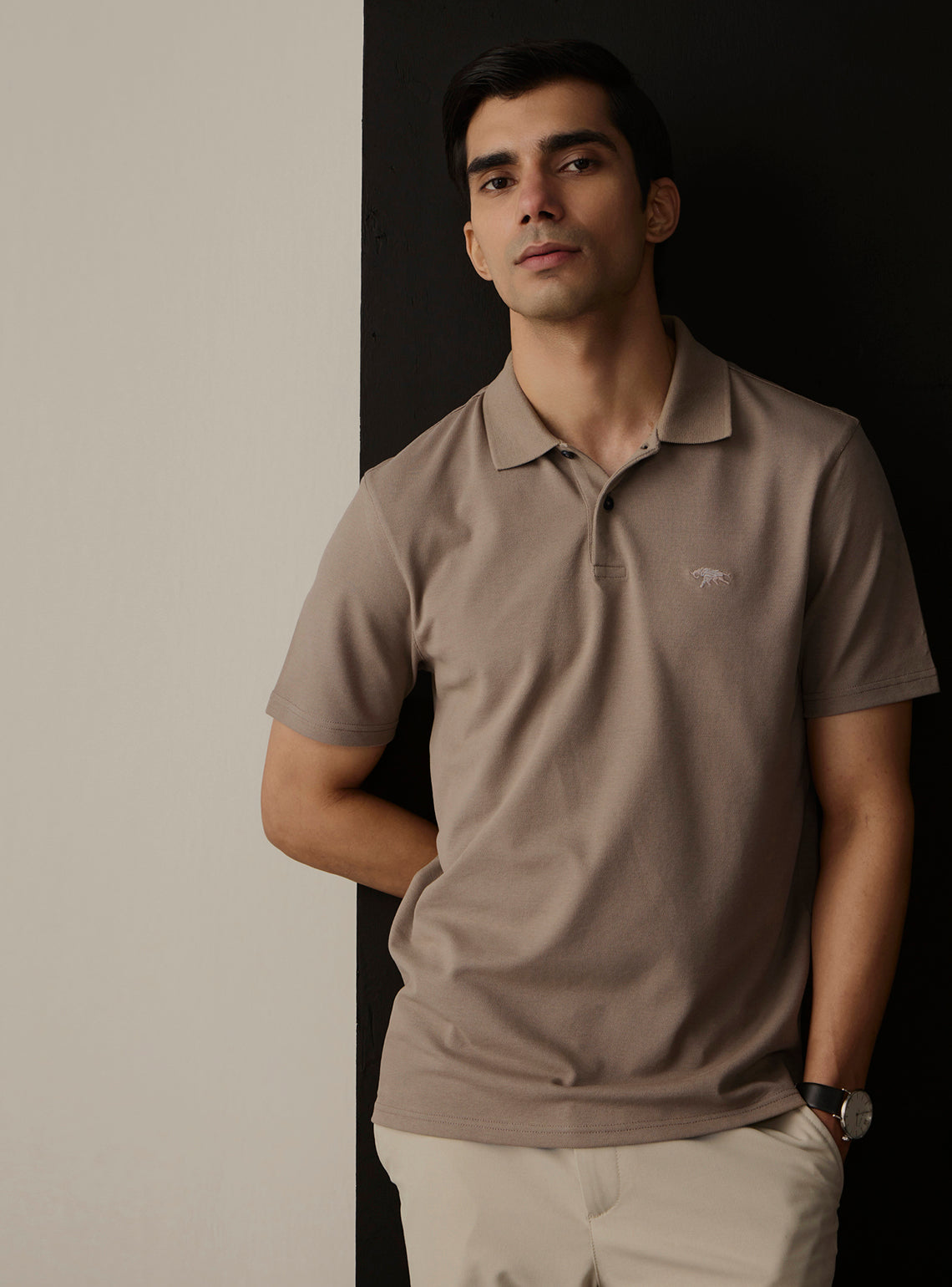 Ash Grey Cotton Stretch Polo