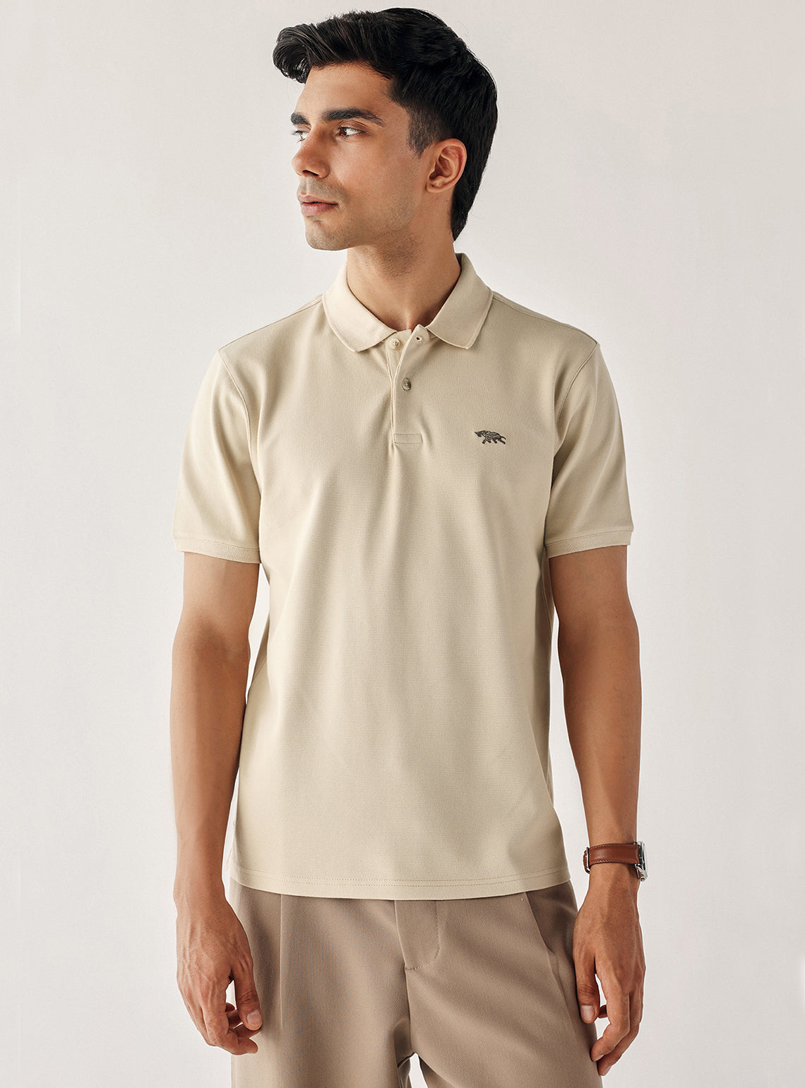 Soft Khaki Cotton Stretch Polo