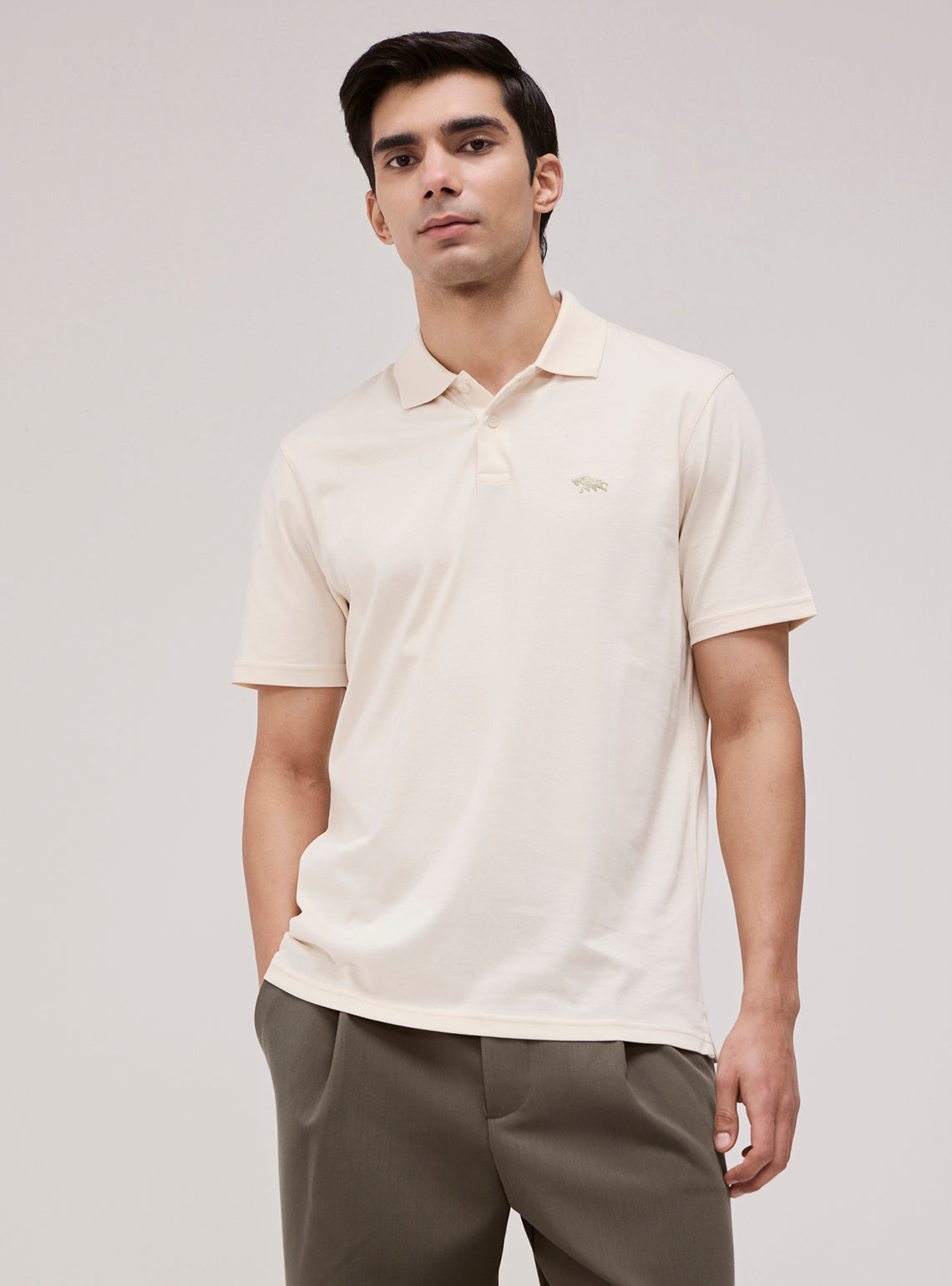 Caramel Beige Cotton Jersey Polo