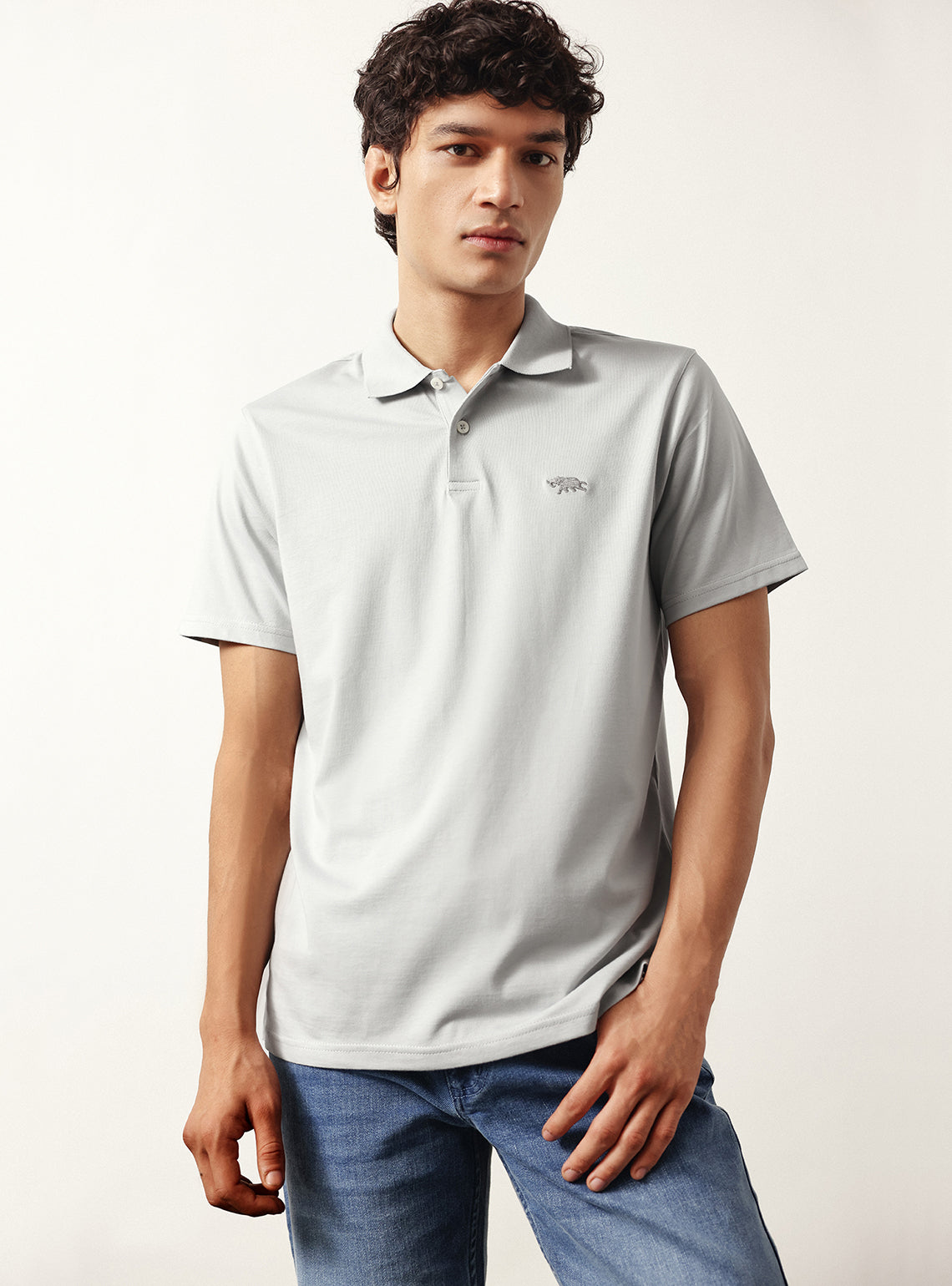 Platinum Grey Cotton Polo