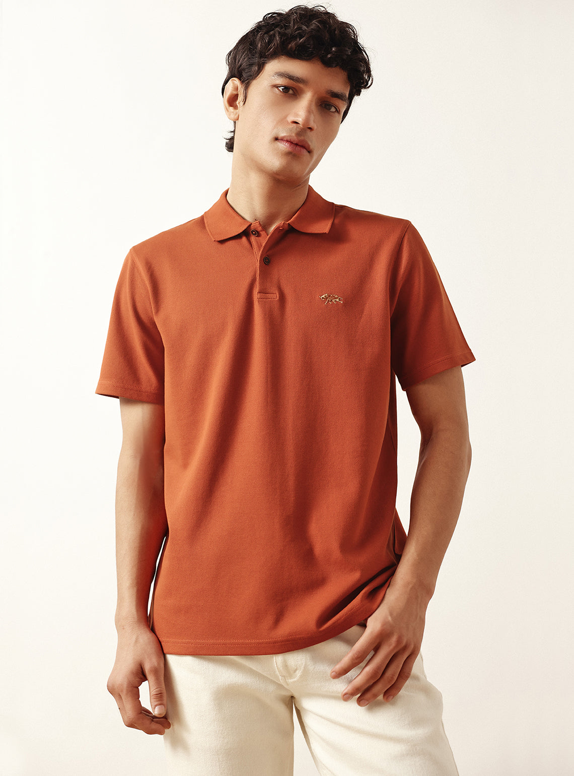 Volcano Rust Cotton Stretch Pique Polo