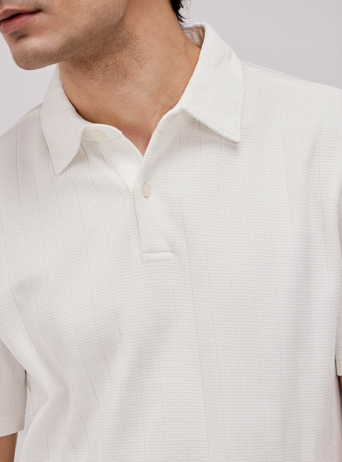 Porcelain White Cotton Polo