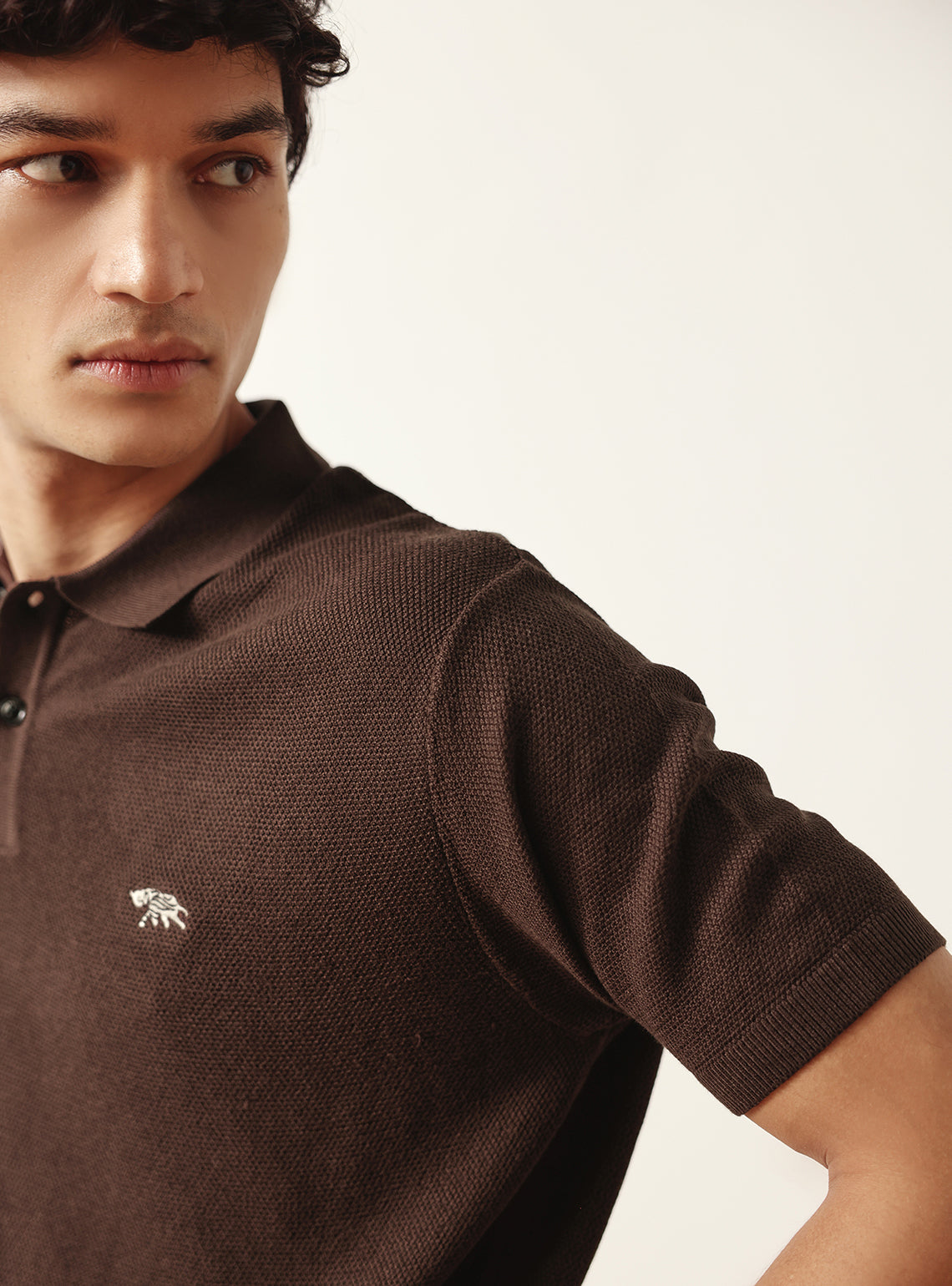 Paco Brown Cotton Viscose Knit Polo