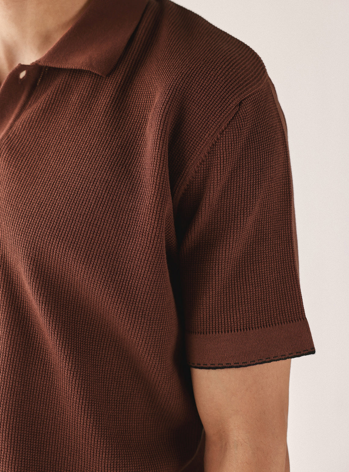 Mocha Rust Cotton Textured Polo