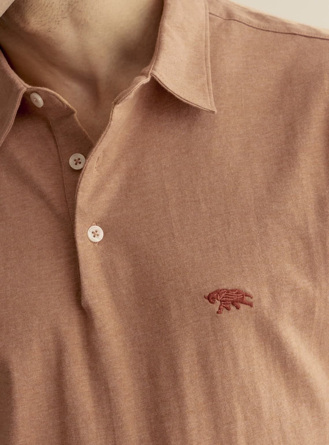 Antique Brown Cotton Melange Polo