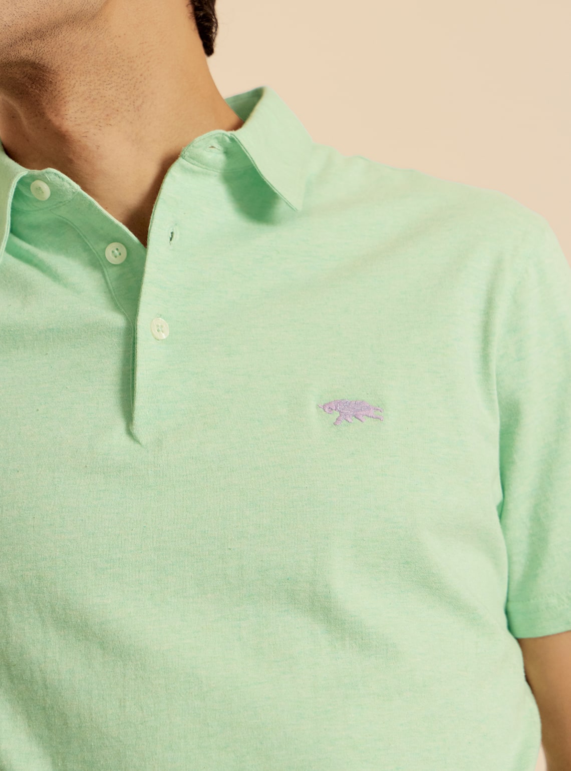 Lunar Green Cotton Melange Polo