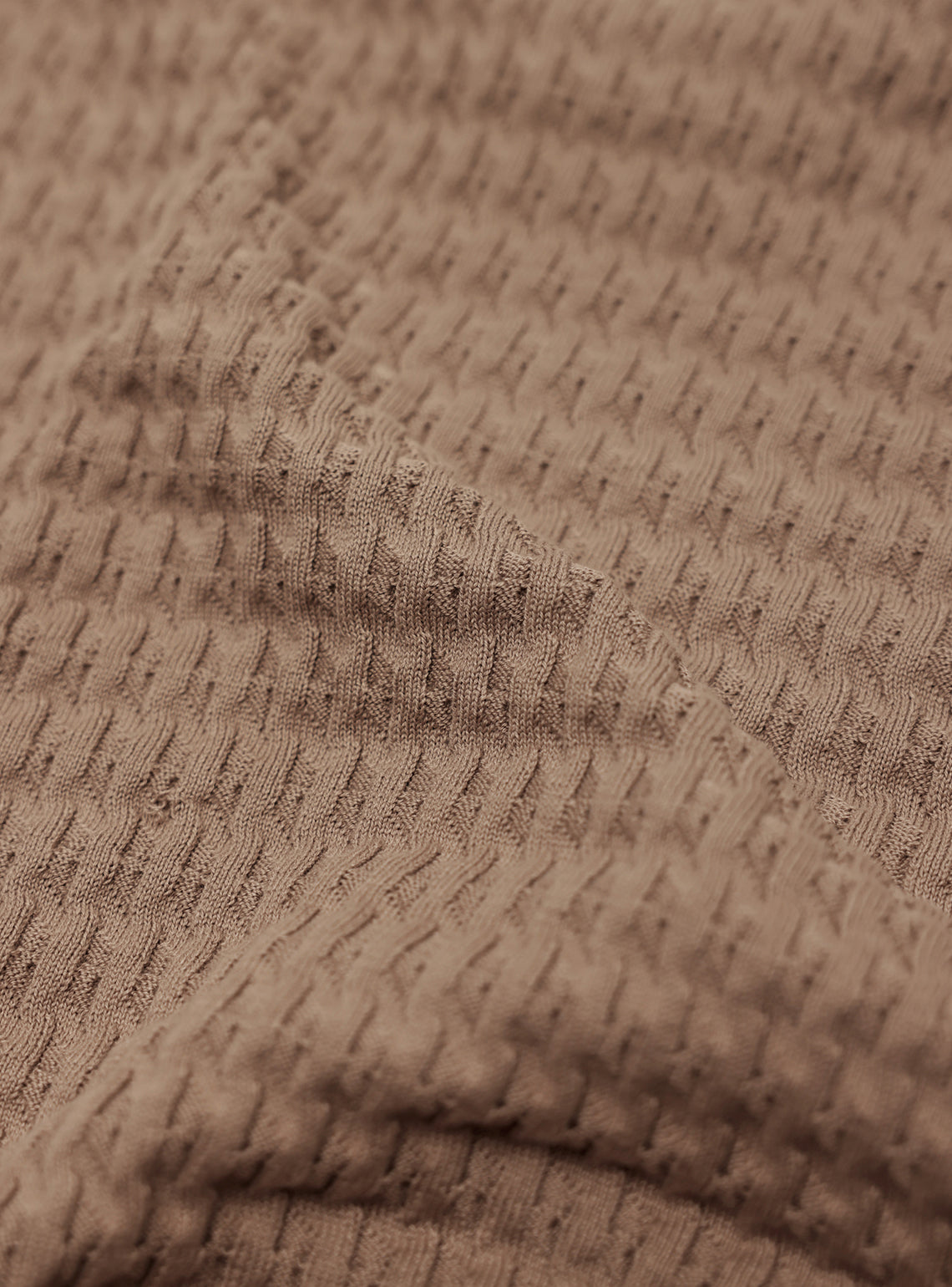 Khaki Spice Cotton Cable Knit Polo