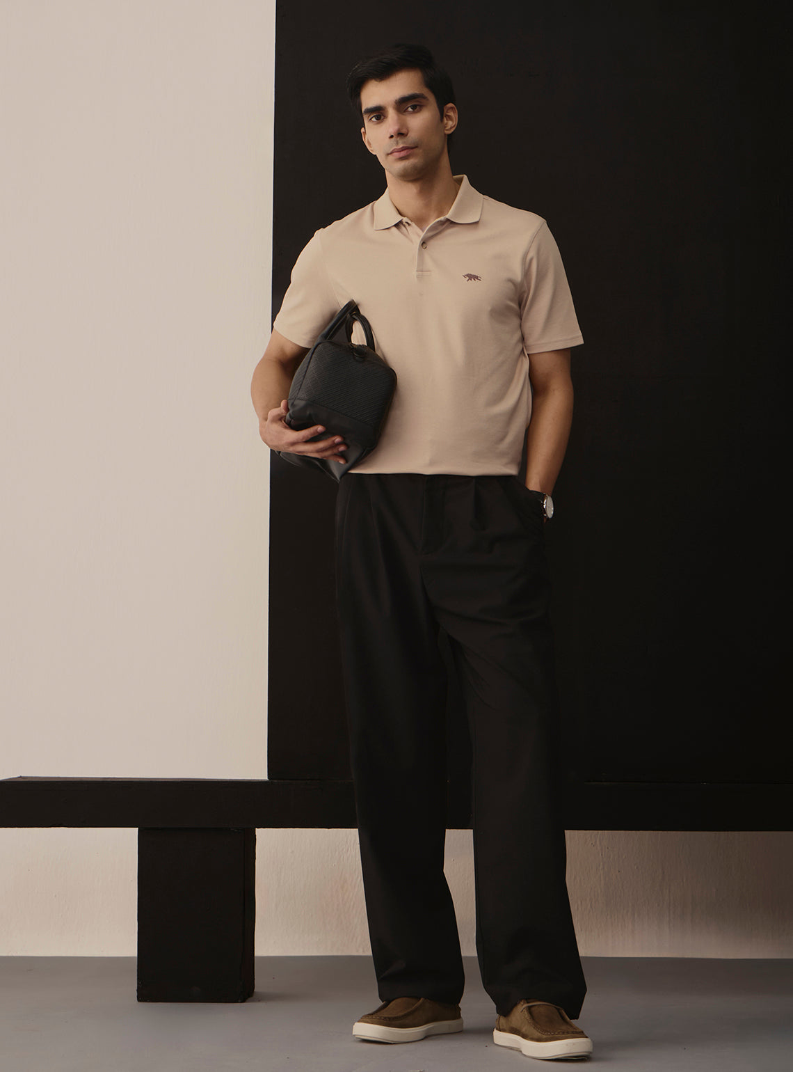 Dune Khaki Cotton Stretch Polo