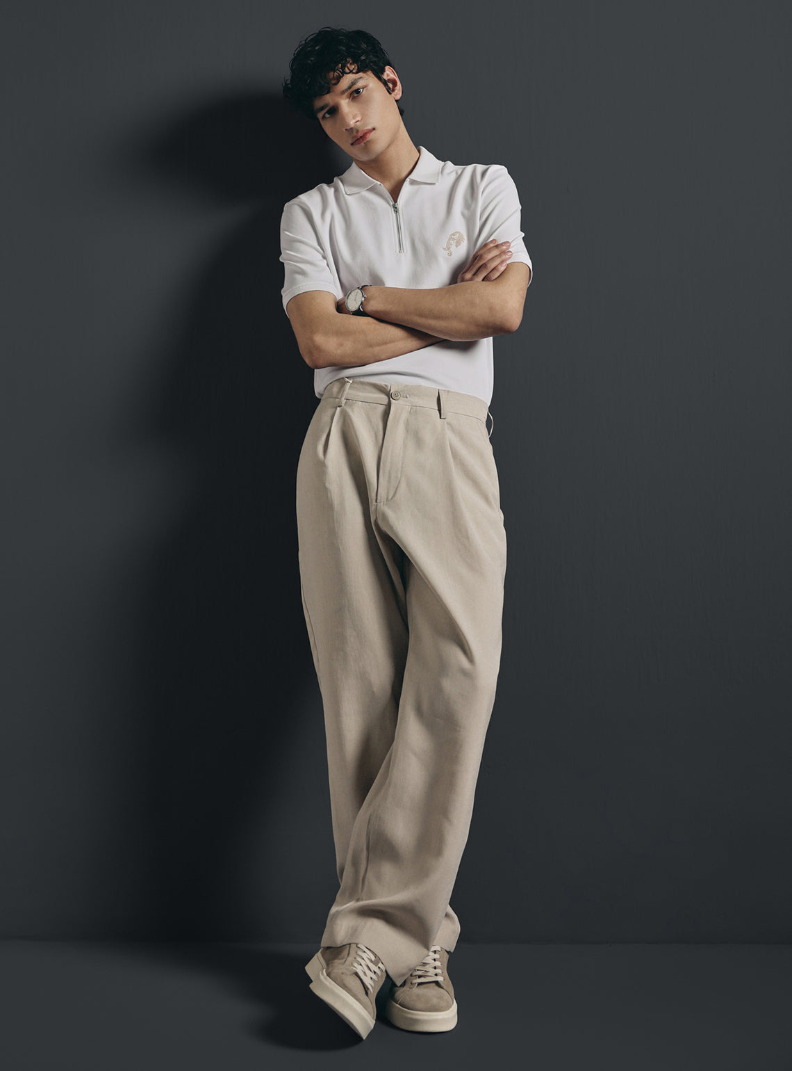 Milk White Cotton Stretch Pique Polo