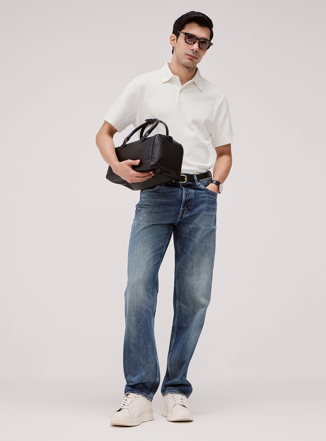 Porcelain White Cotton Polo