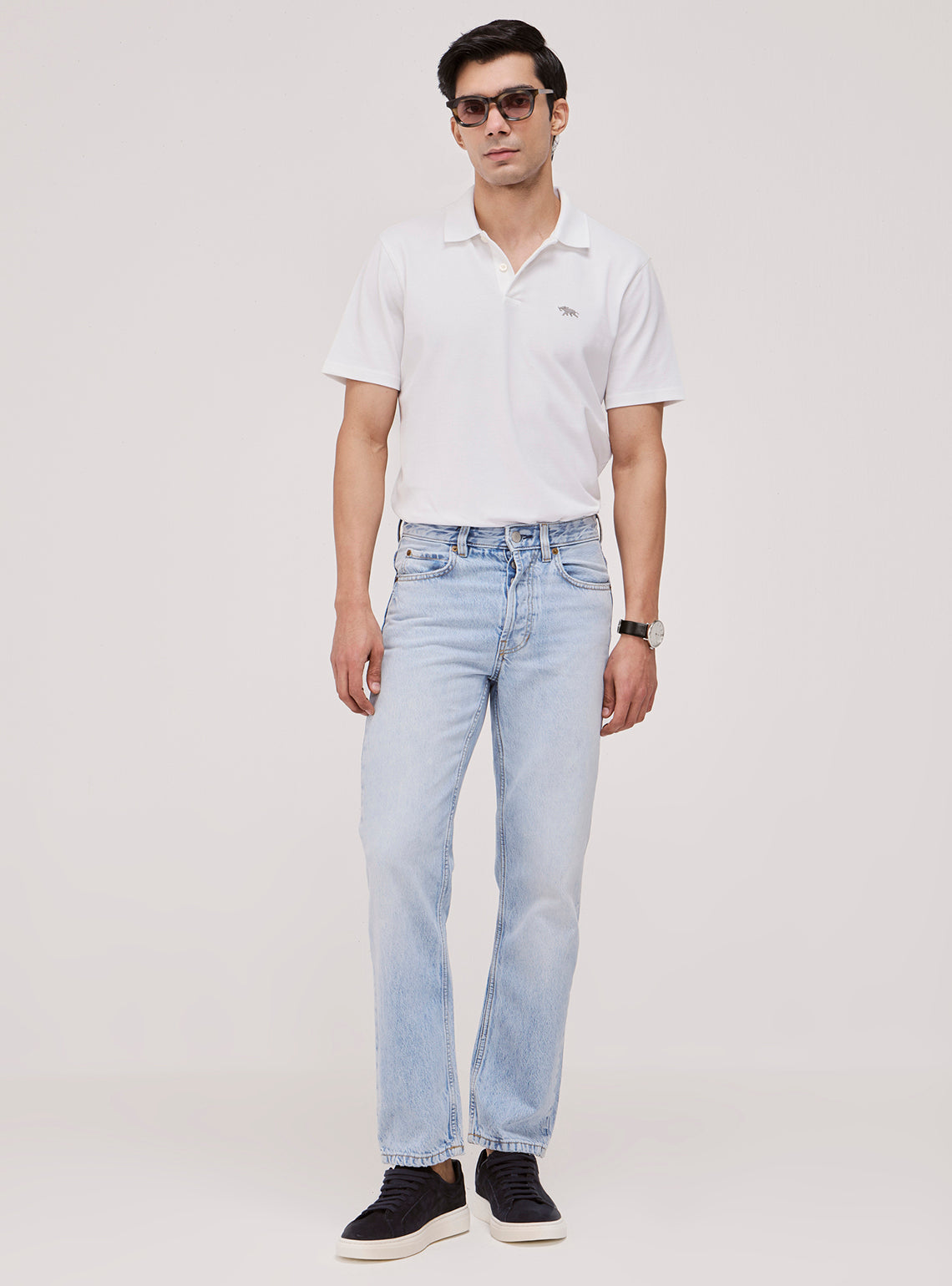 Cloud White Cotton Stretch Polo