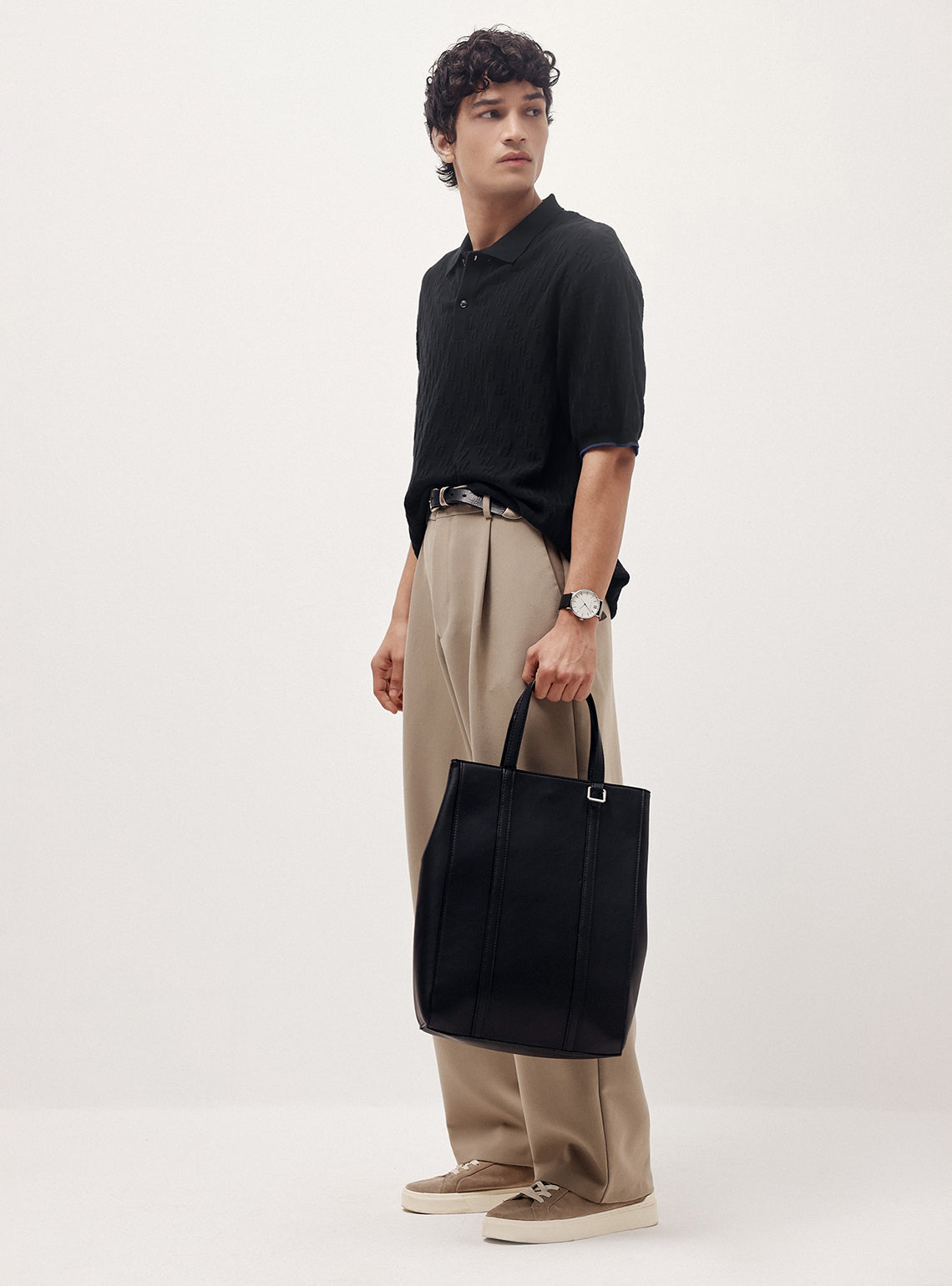 Shark Black Cotton Knit Polo