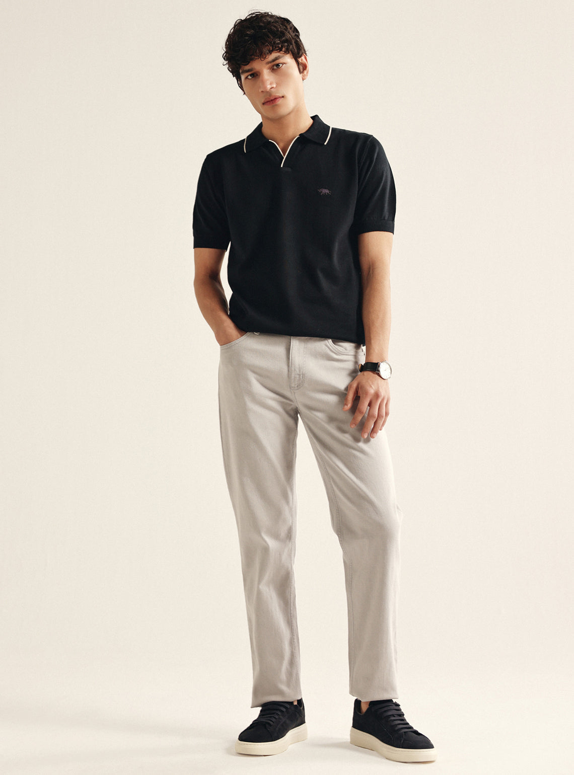 Bespoke Black Cotton Polo