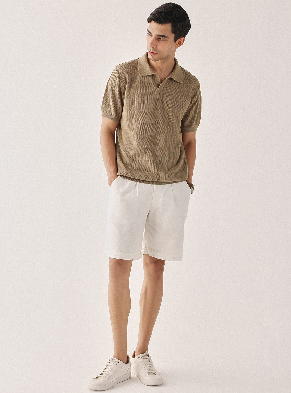 Rich Khaki Cotton Textured Polo
