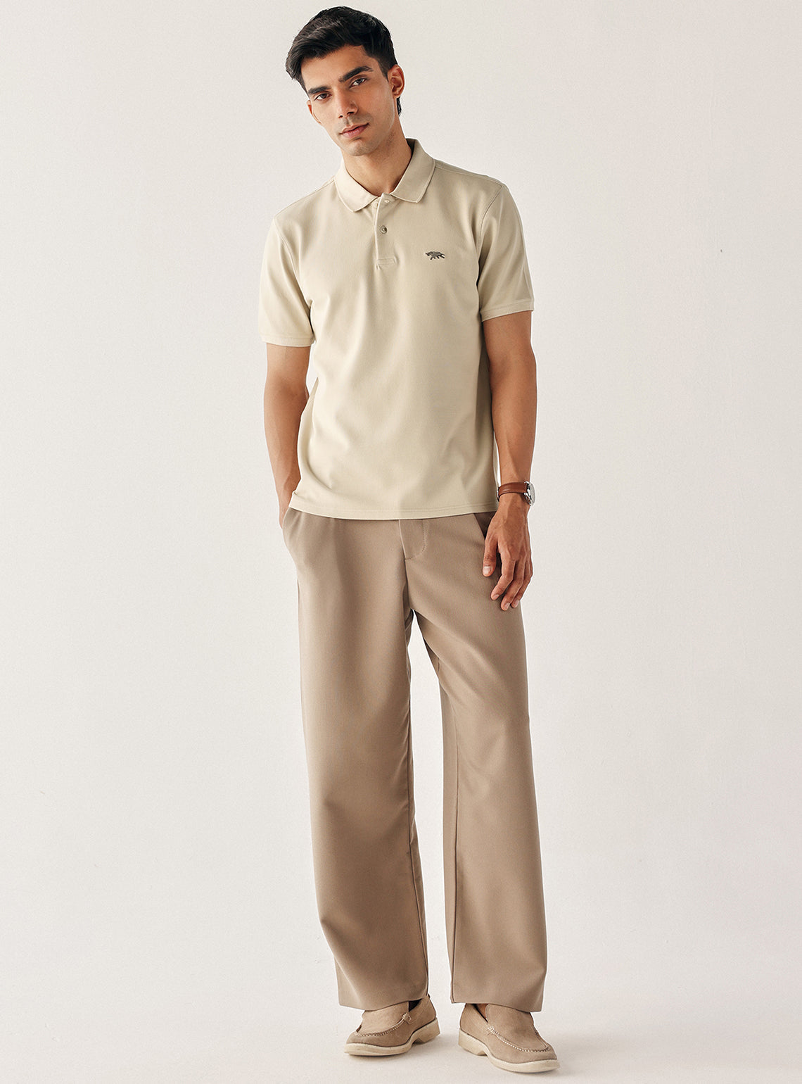 Soft Khaki Cotton Stretch Polo