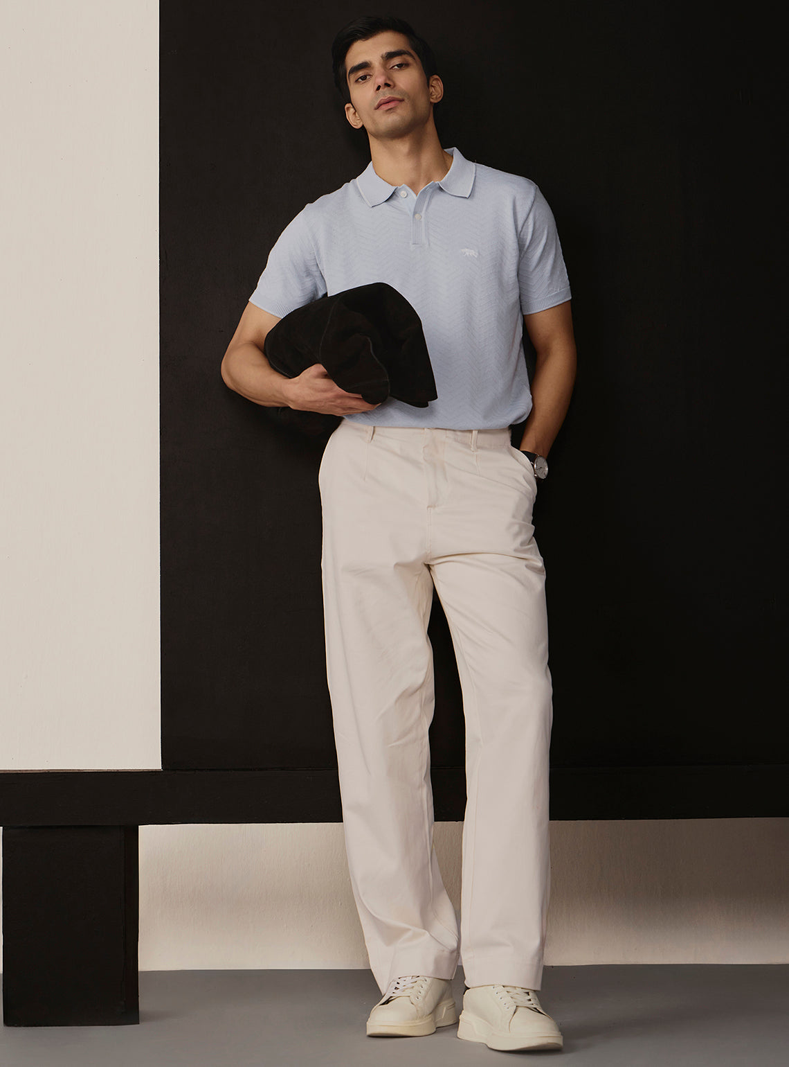 Regal Blue Cotton Chevron Polo