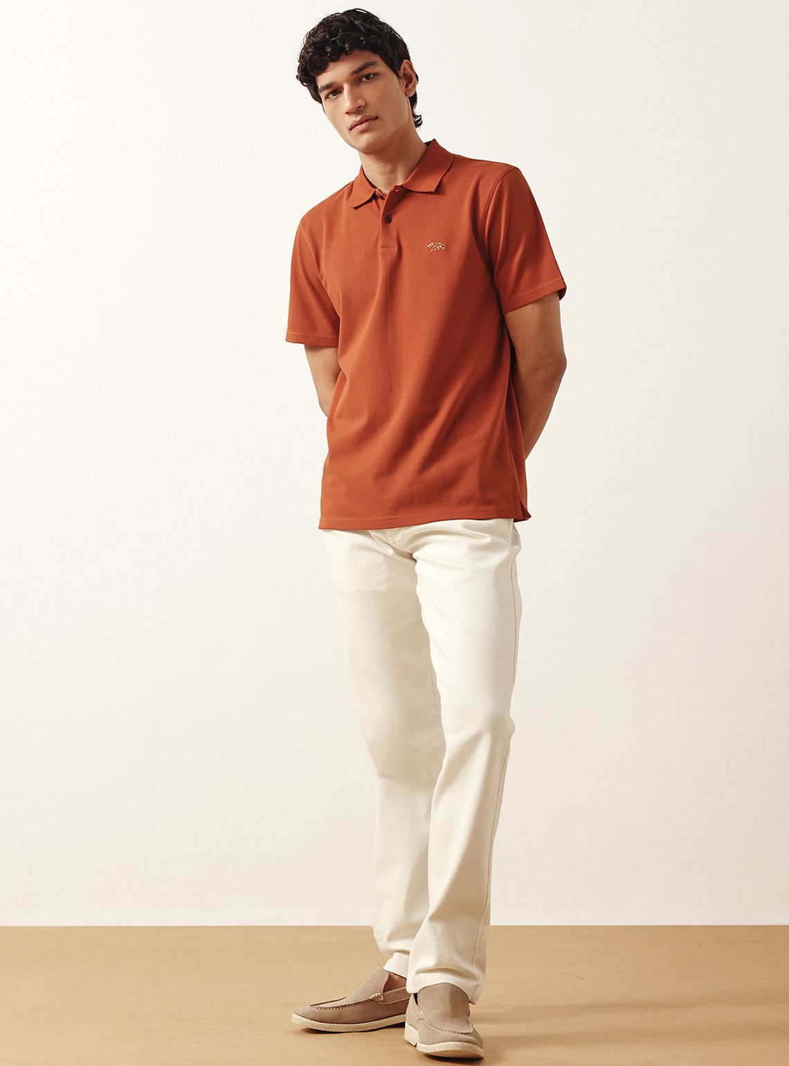 Volcano Rust Cotton Stretch Pique Polo