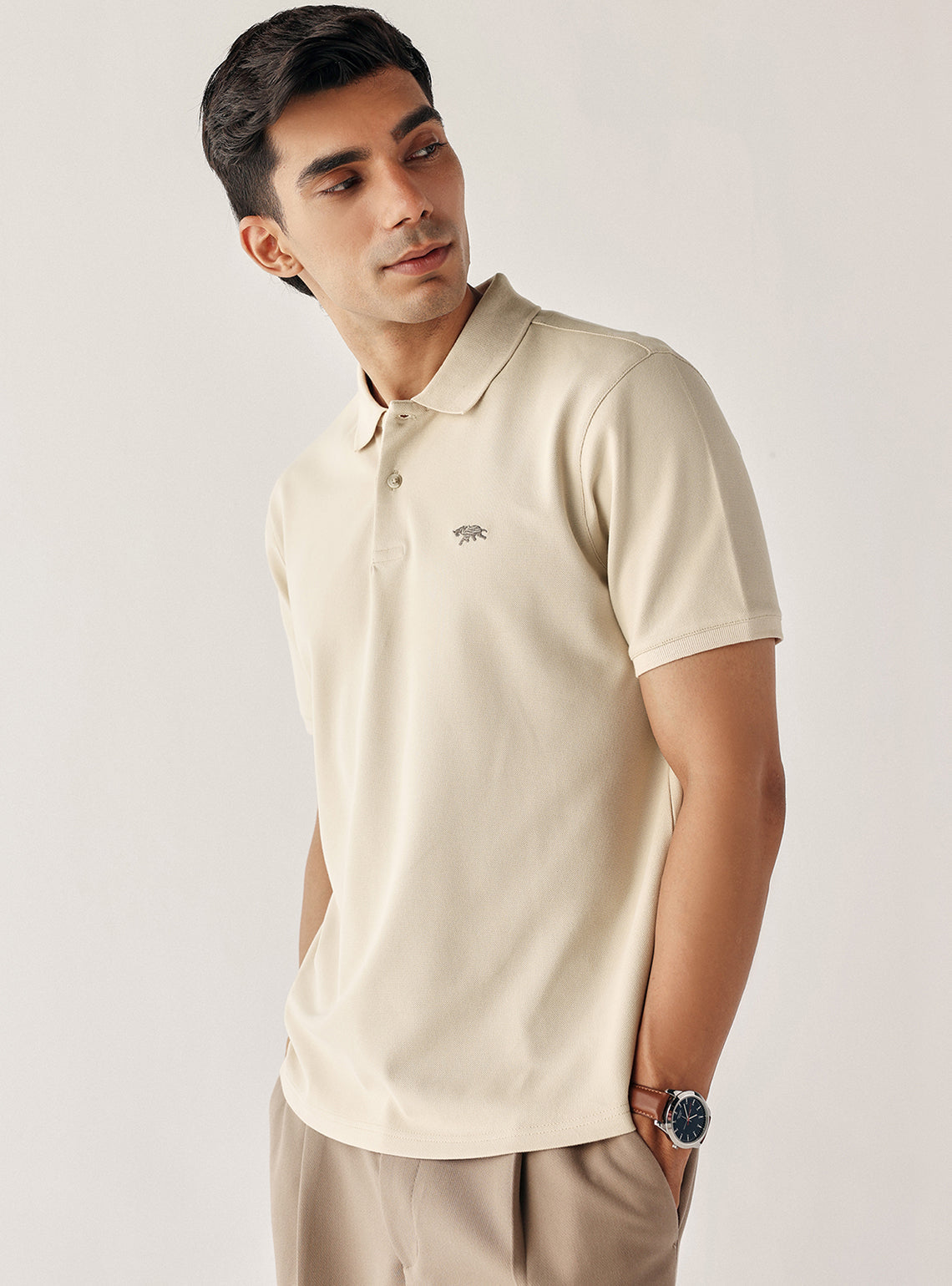 Soft Khaki Cotton Stretch Polo