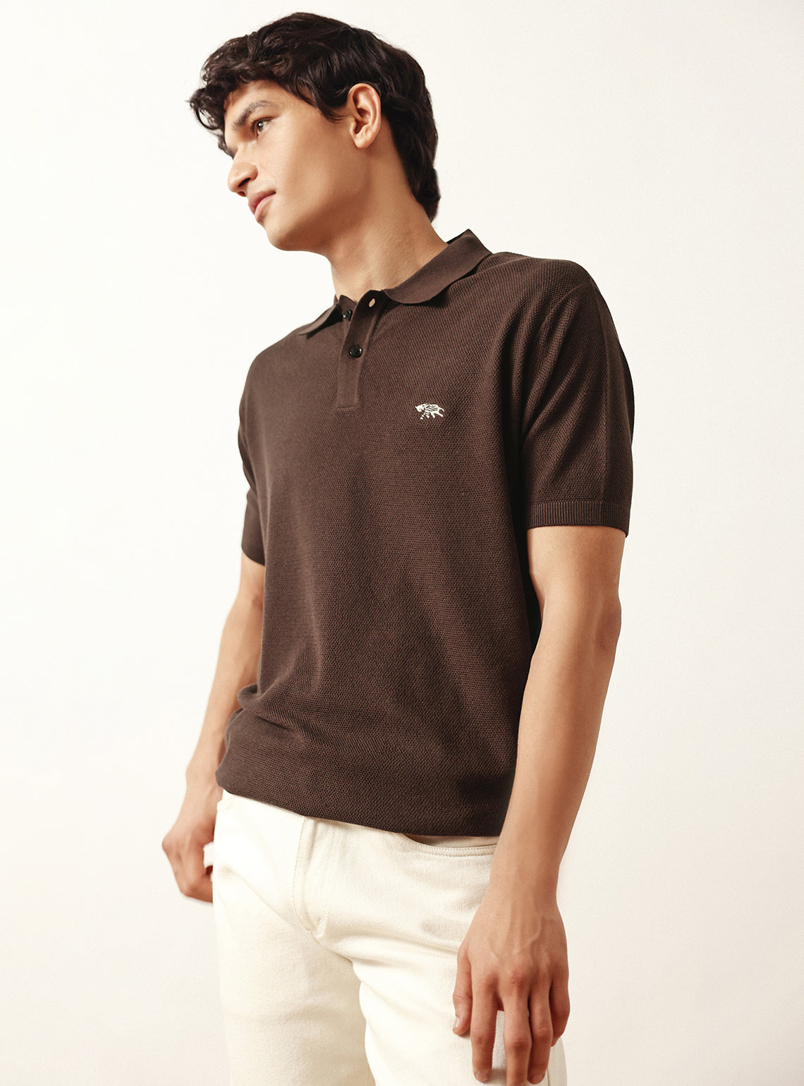 Paco Brown Cotton Viscose Knit Polo