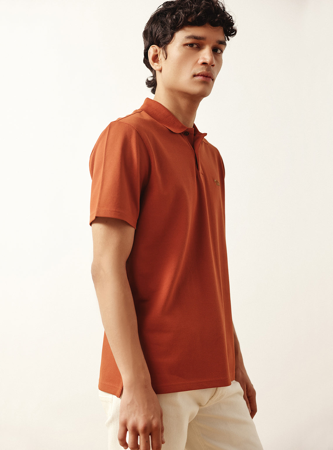 Volcano Rust Cotton Stretch Pique Polo