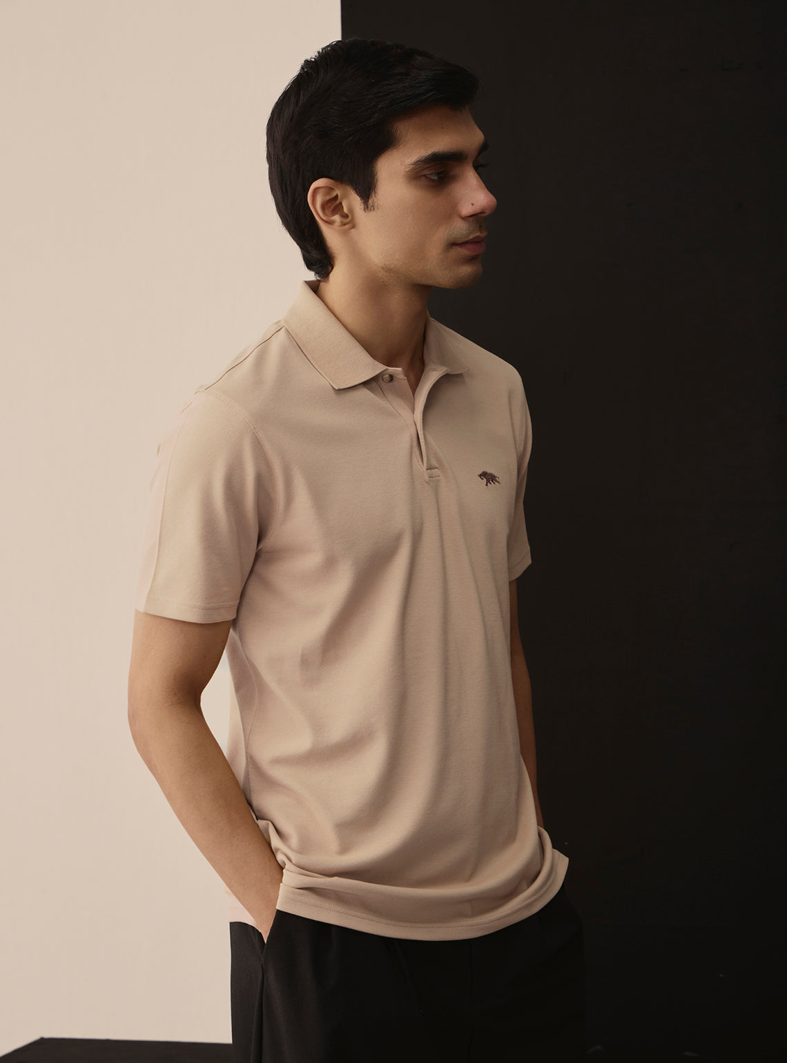 Dune Khaki Cotton Stretch Polo