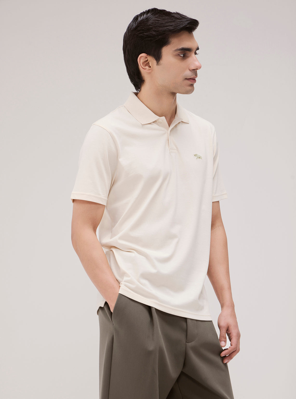 Caramel Beige Cotton Jersey Polo