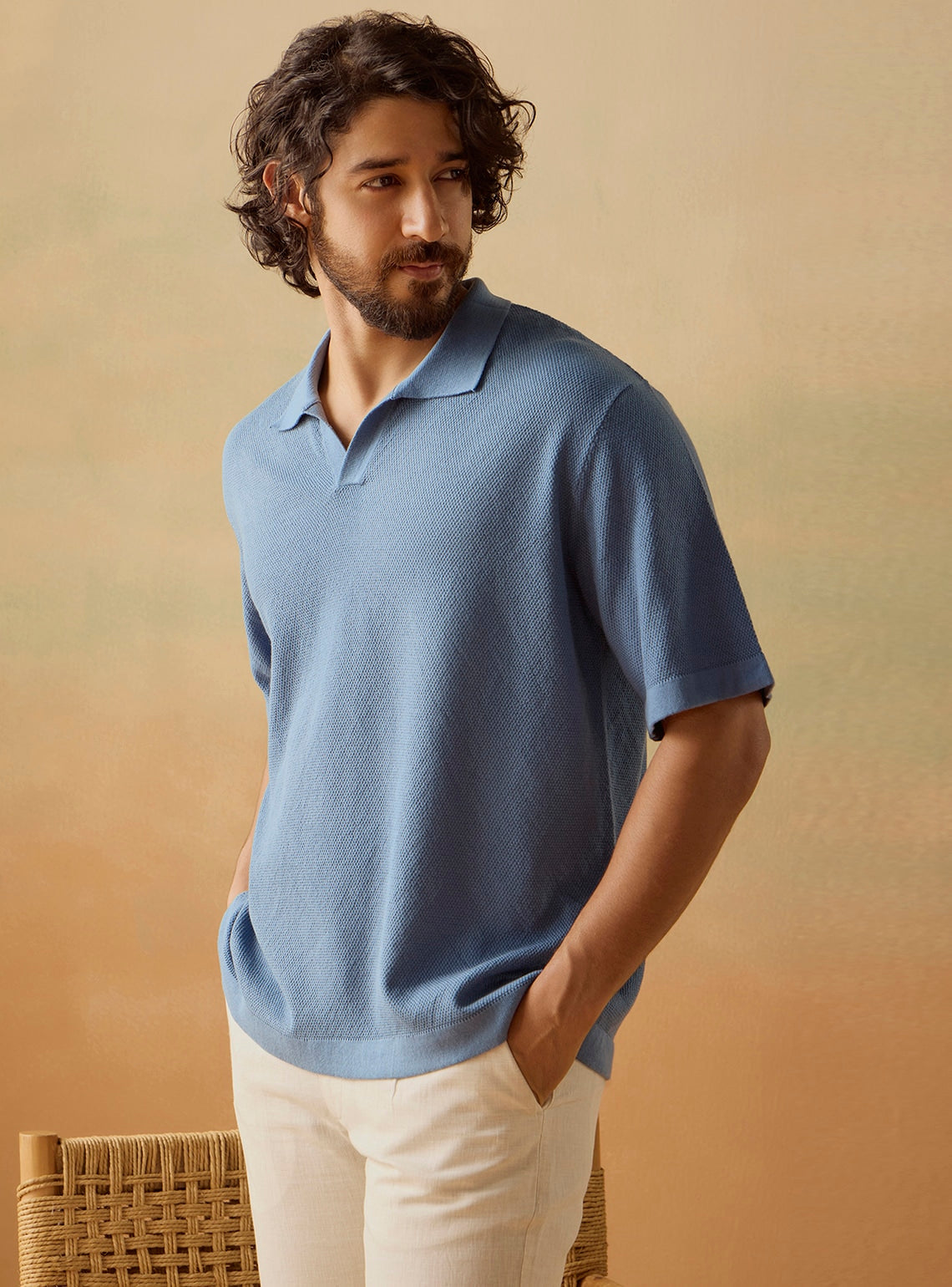 Nile Blue Cotton Polo