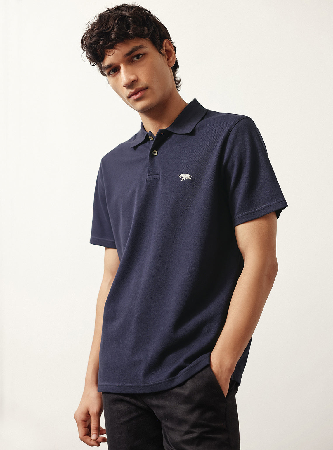 Zodiac Navy Cotton Stretch Pique Polo