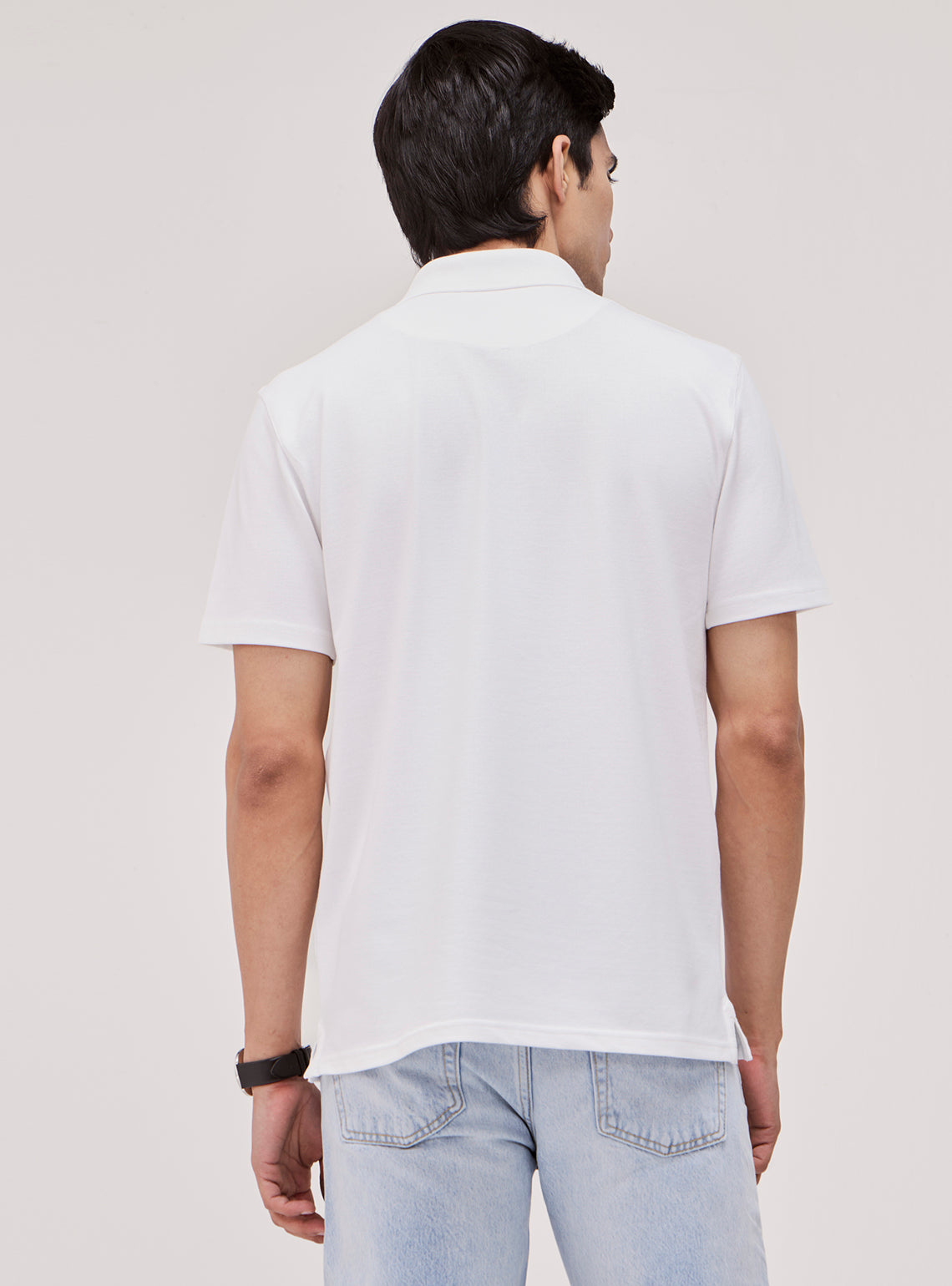 Cloud White Cotton Stretch Polo