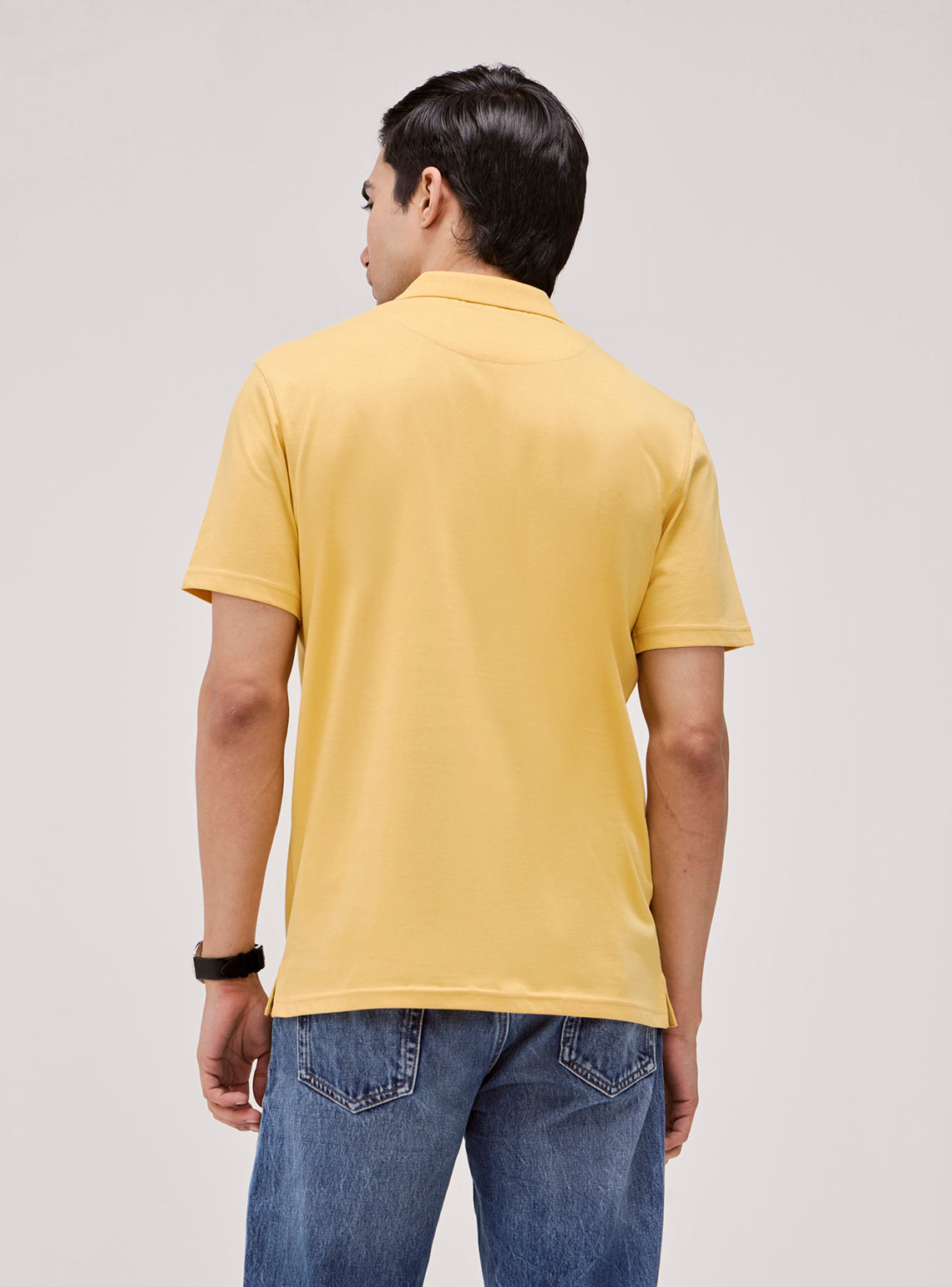 Amber Yellow Cotton Jersey Polo