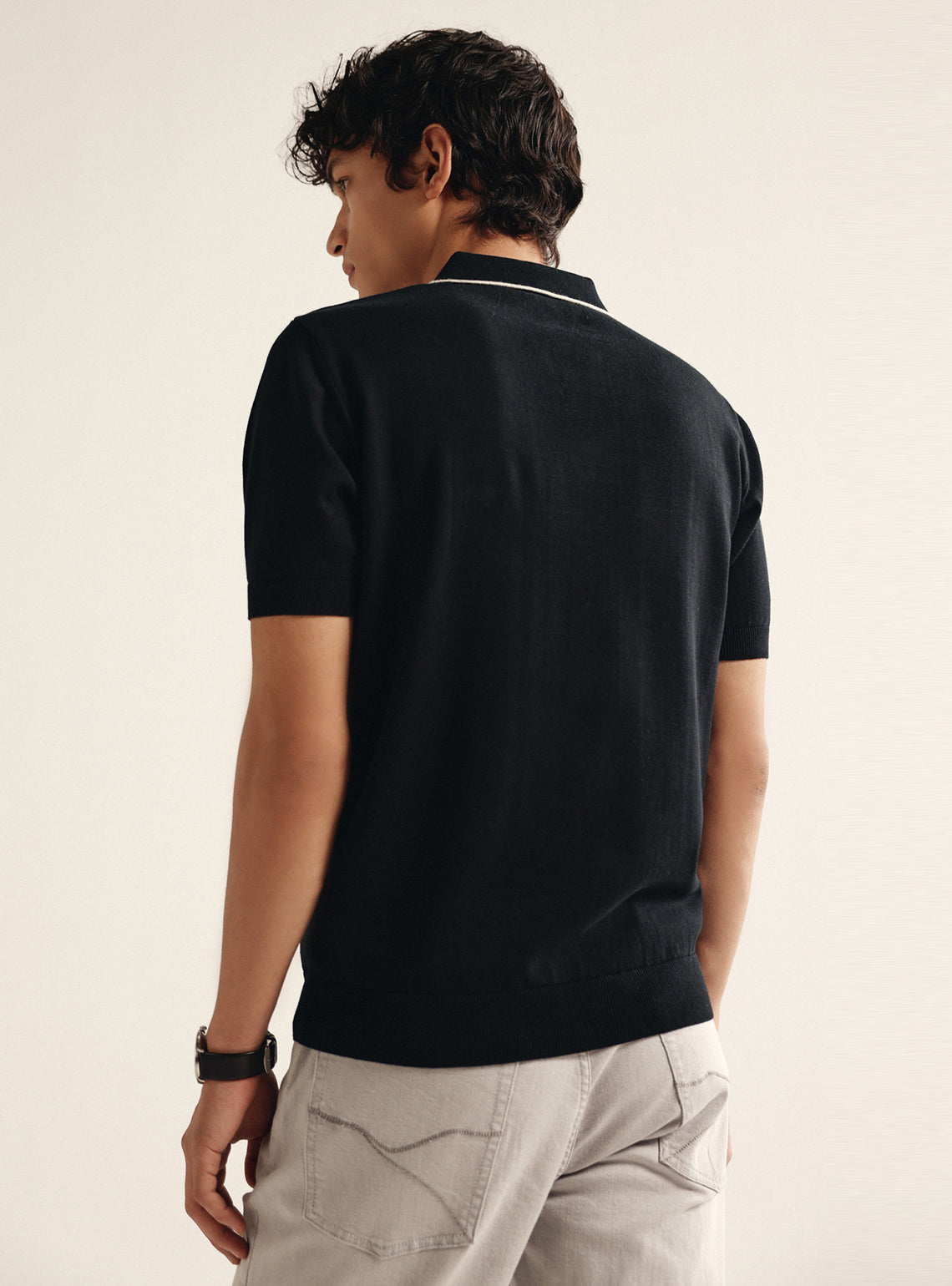 Bespoke Black Cotton Polo