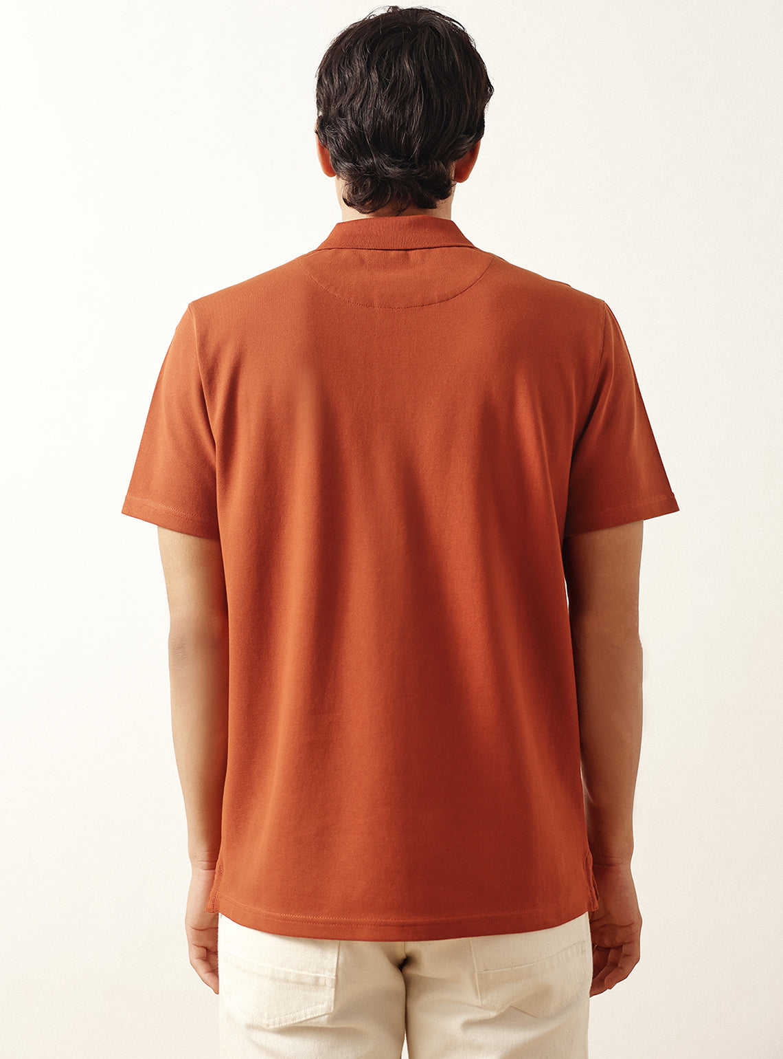 Volcano Rust Cotton Stretch Pique Polo