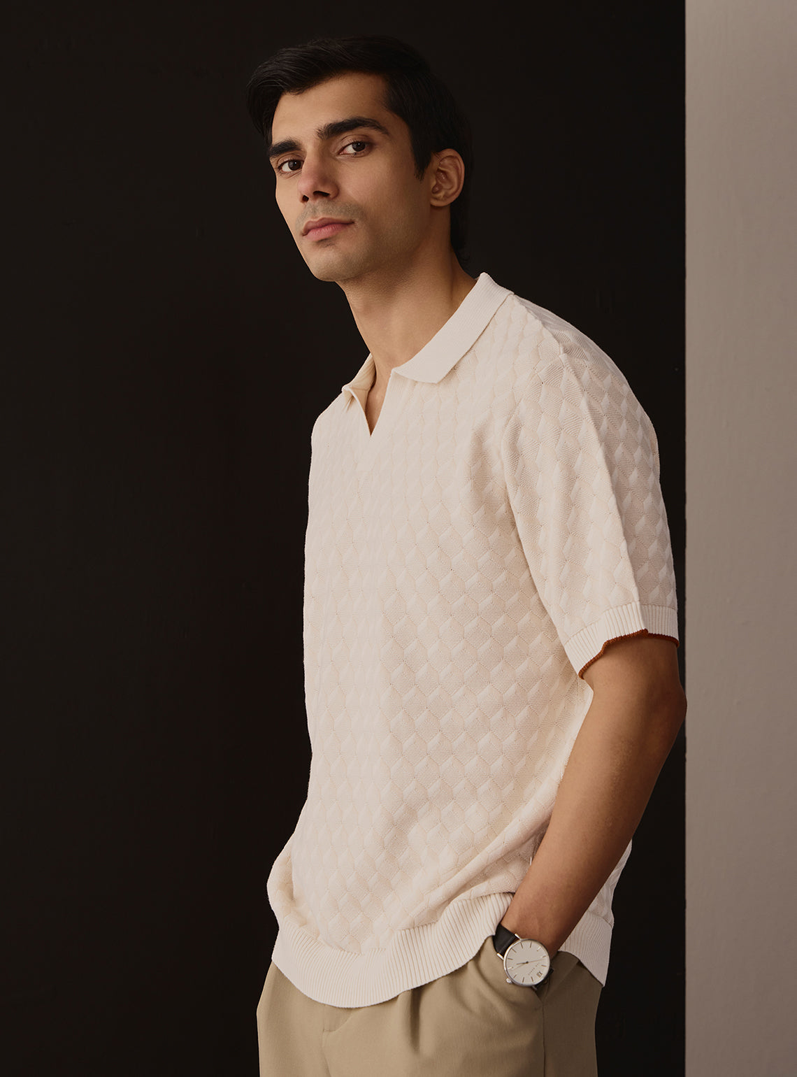 Pearl White Cotton Polo