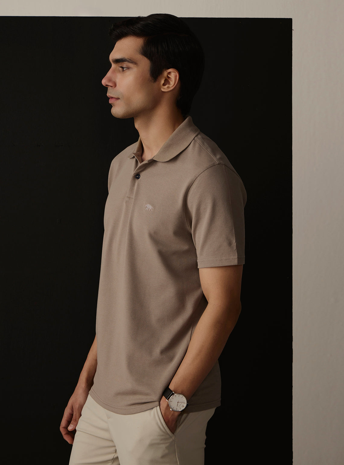 Ash Grey Cotton Stretch Polo