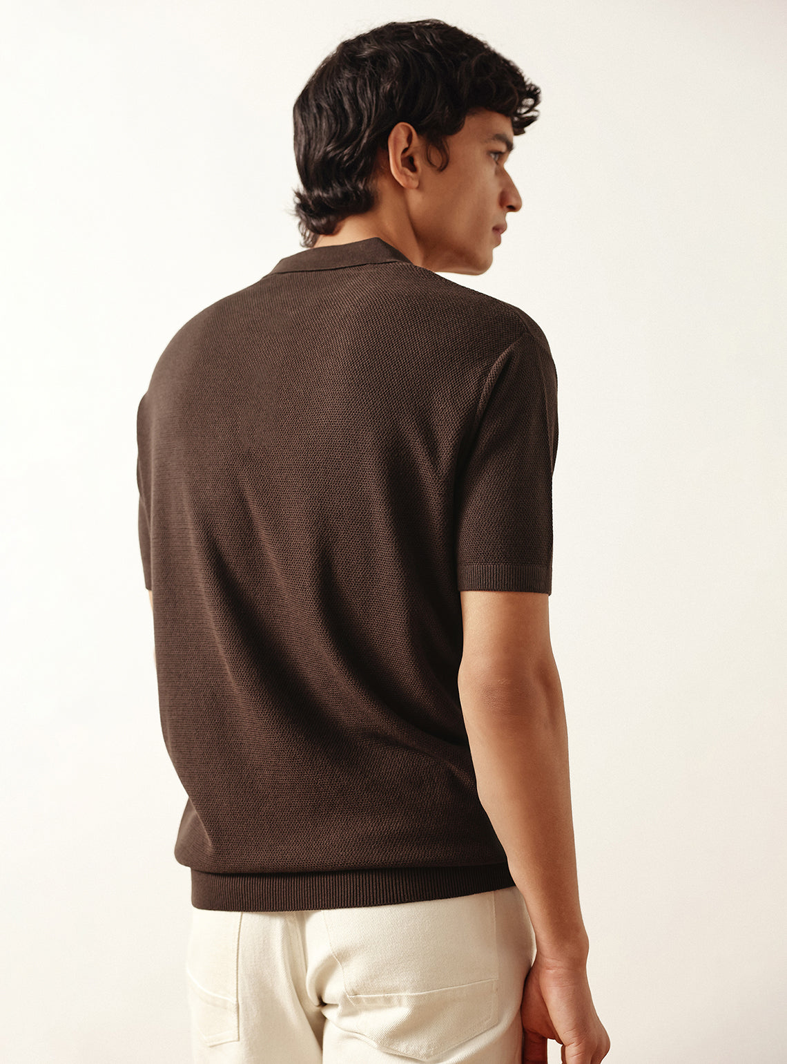 Paco Brown Cotton Viscose Knit Polo