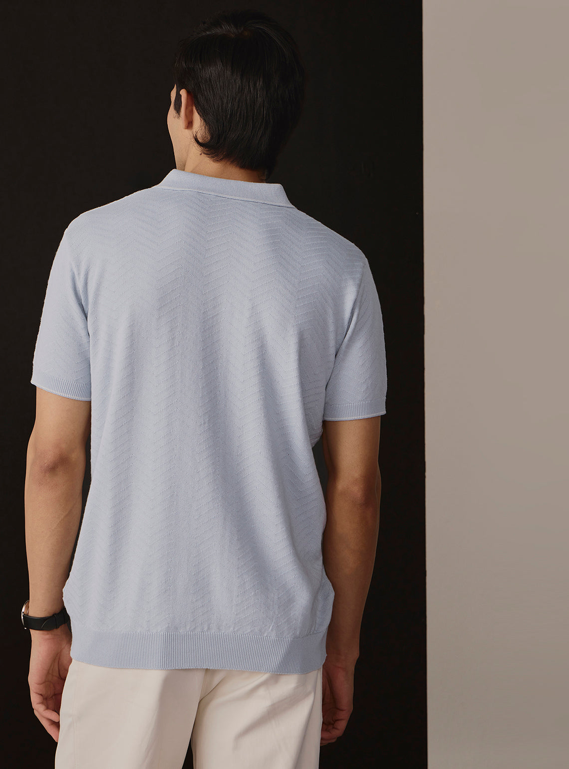 Regal Blue Cotton Chevron Polo