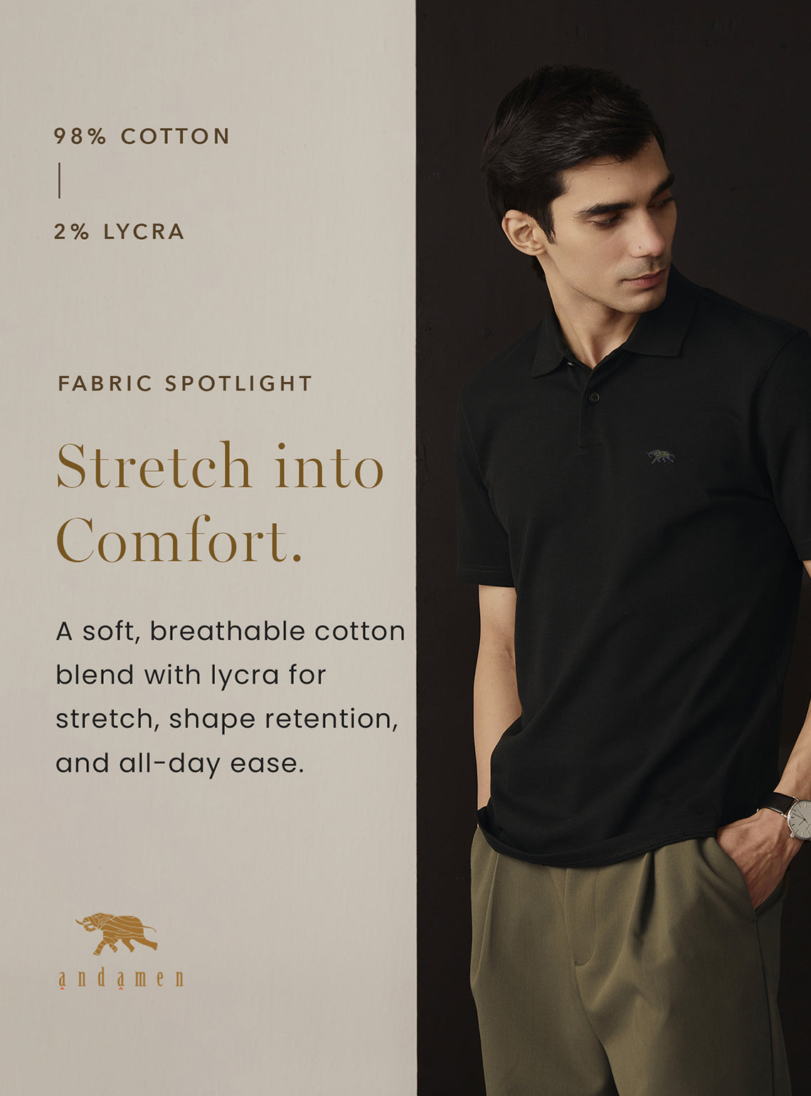 Dune Khaki Cotton Stretch Polo