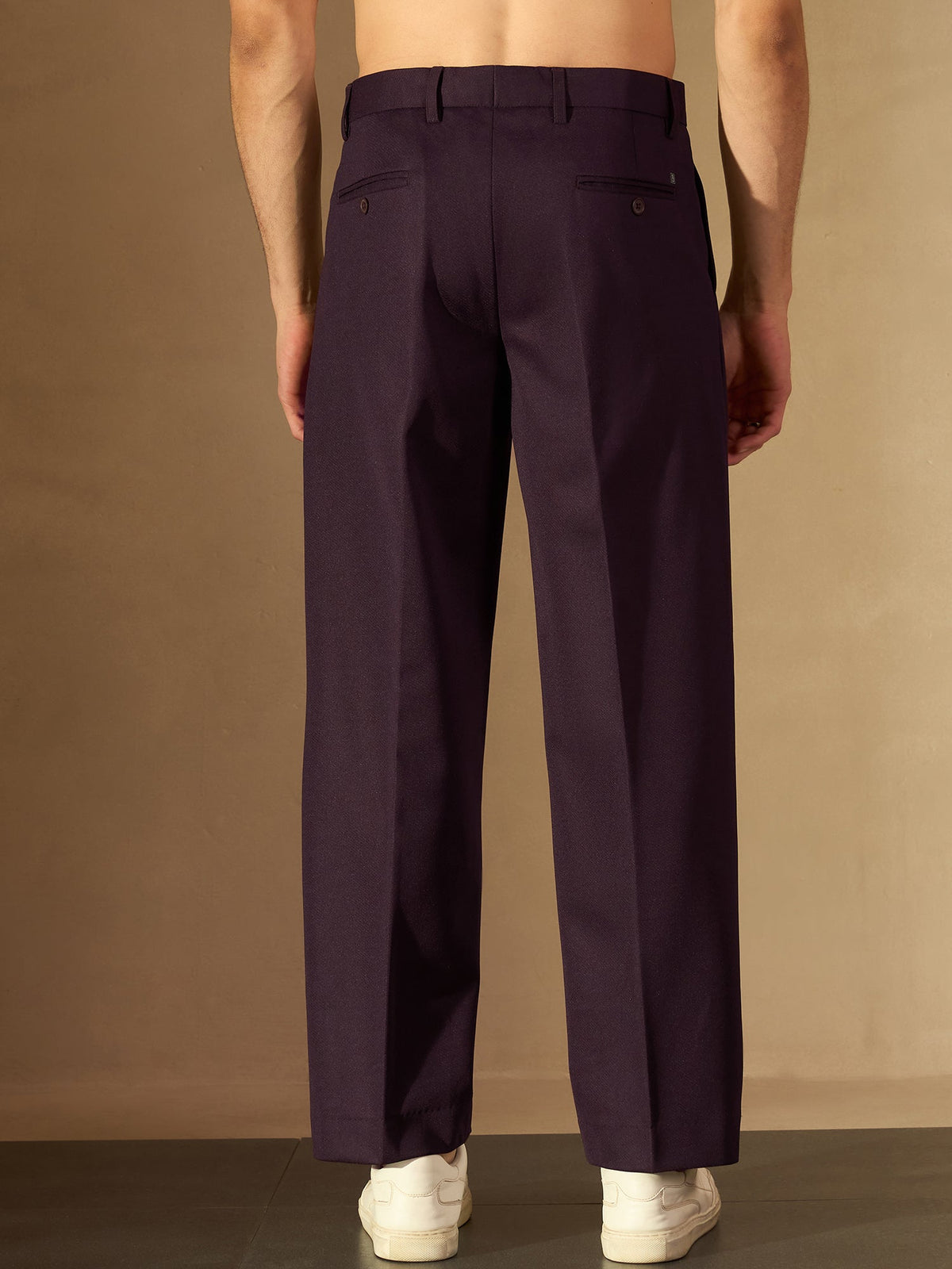 Men's Burgundy Korean Loose Fit Trouser