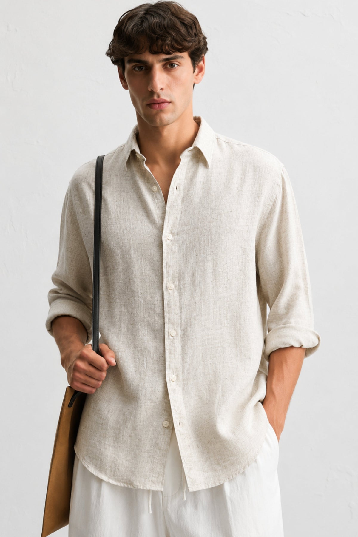 Beige Linen Blend Shirt