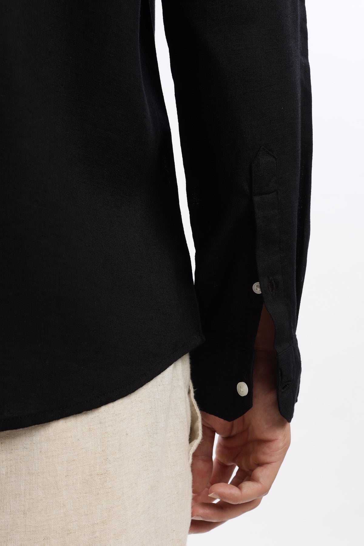 Regular fit Black Linen Blend Shirt