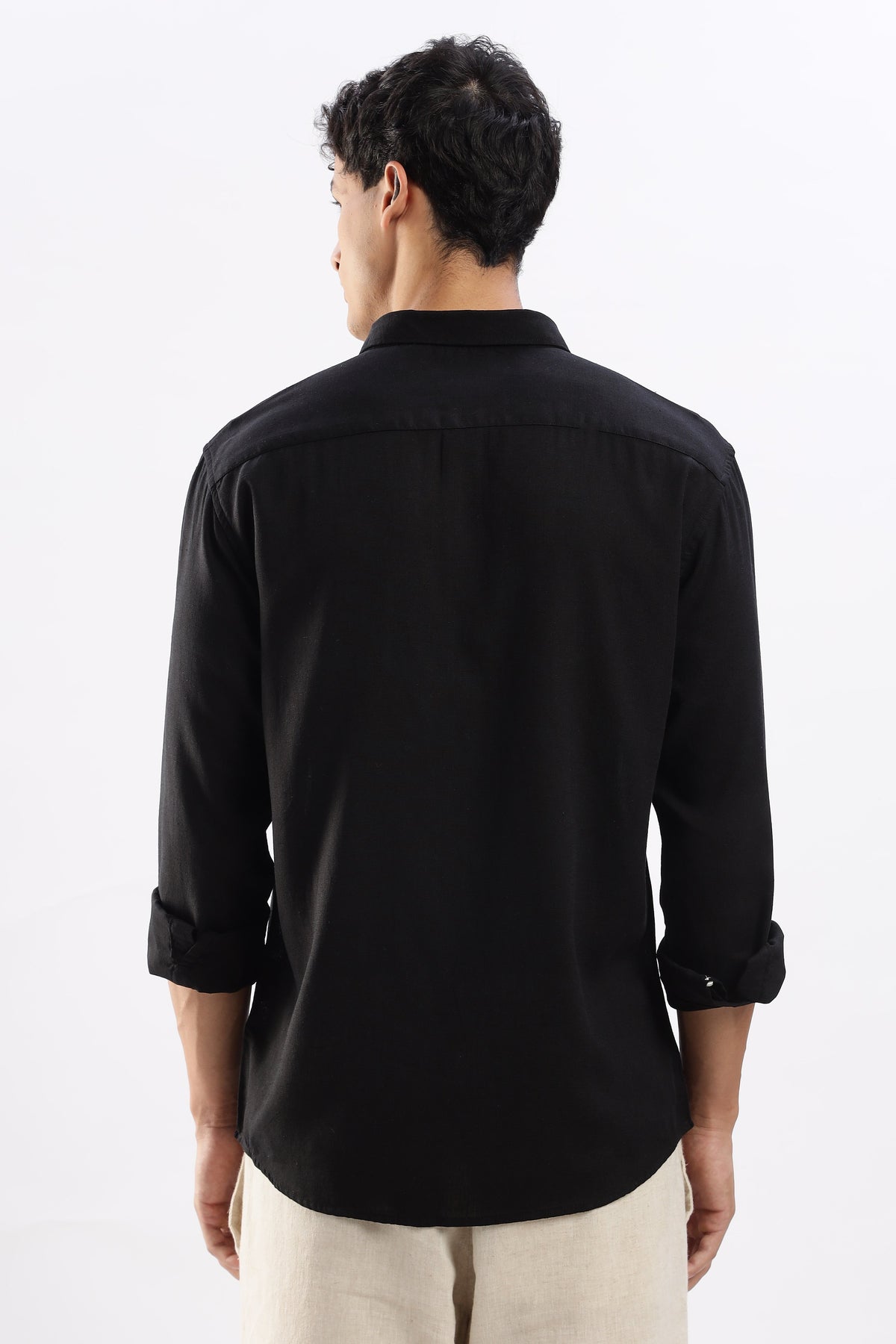 Regular fit Black Linen Blend Shirt