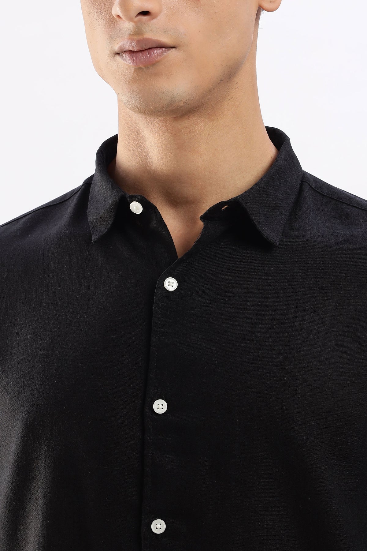 Regular fit Black Linen Blend Shirt