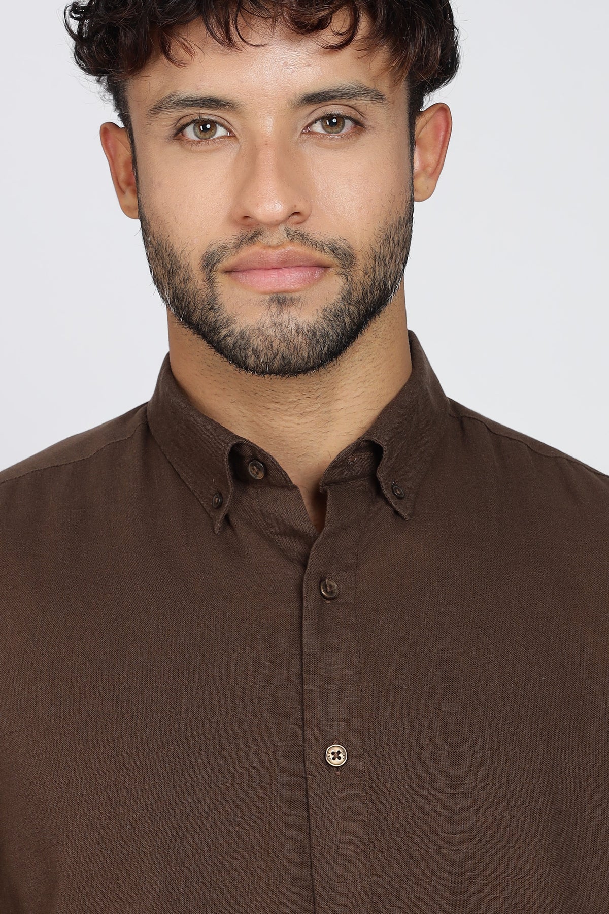 Men's Full Sleeves Plain Brown Shirt | Imported Linen Fabric | Formal & Party Wear
