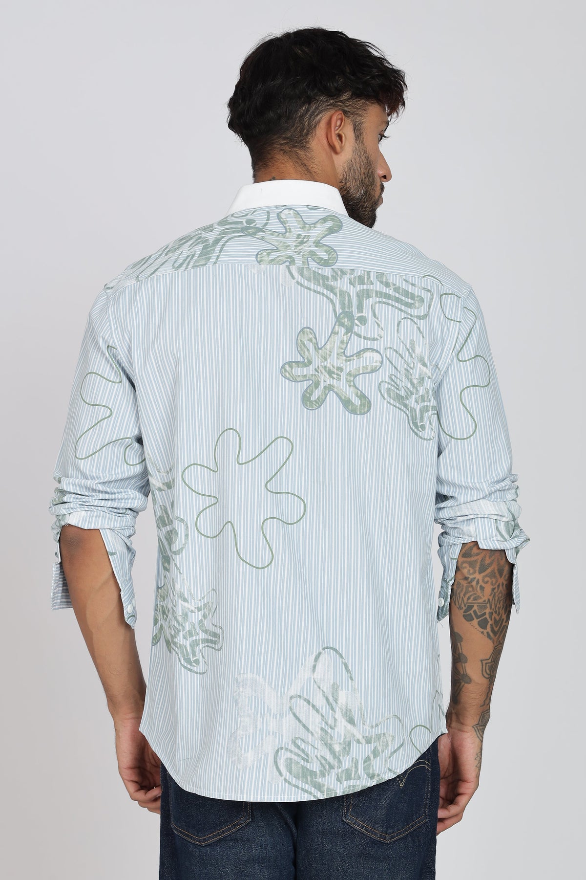 Men's Full Sleeves Pista GreenShirt | Heavy Cotton Fabric| Beach & Holiday Wear