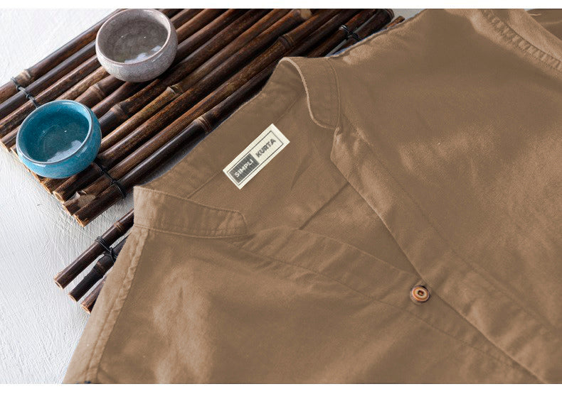 Men’s Brown Cotton Kurta Shirt – Smart Casual Wear