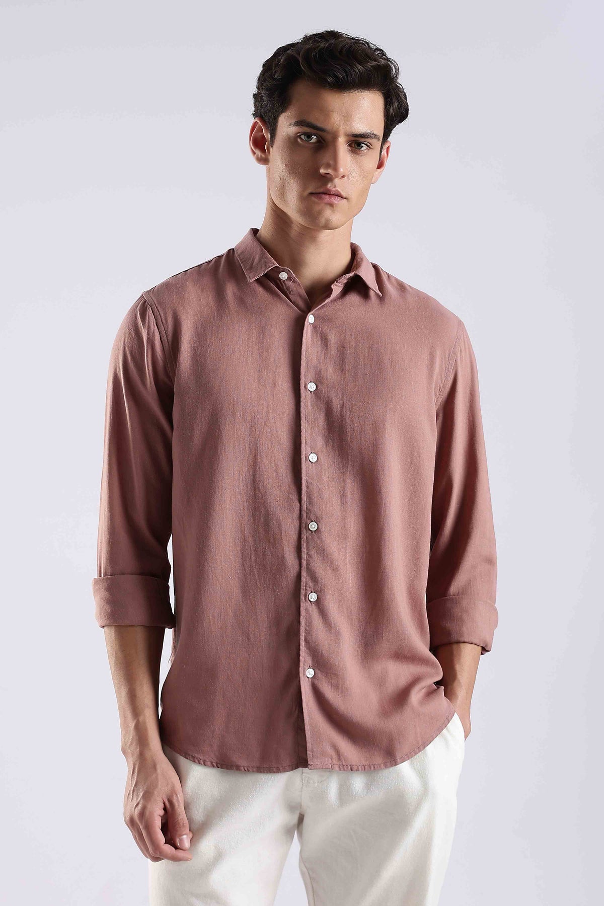 Desert Pink Linen Blend Shirt
