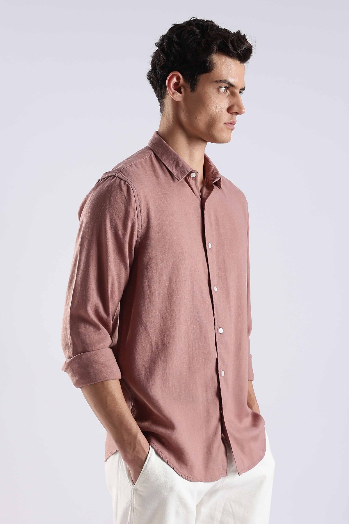 Desert Pink Linen Blend Shirt