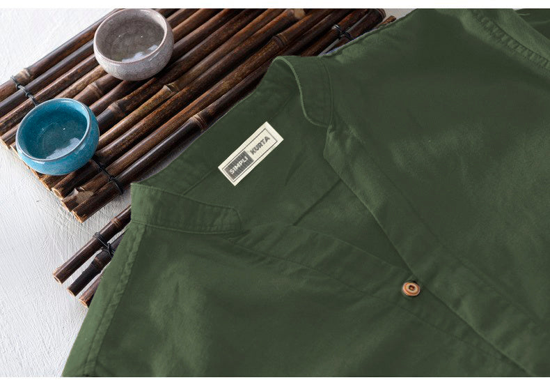 Minimalist & Stylish Olive Green Cotton Kurta Shirt for Men
