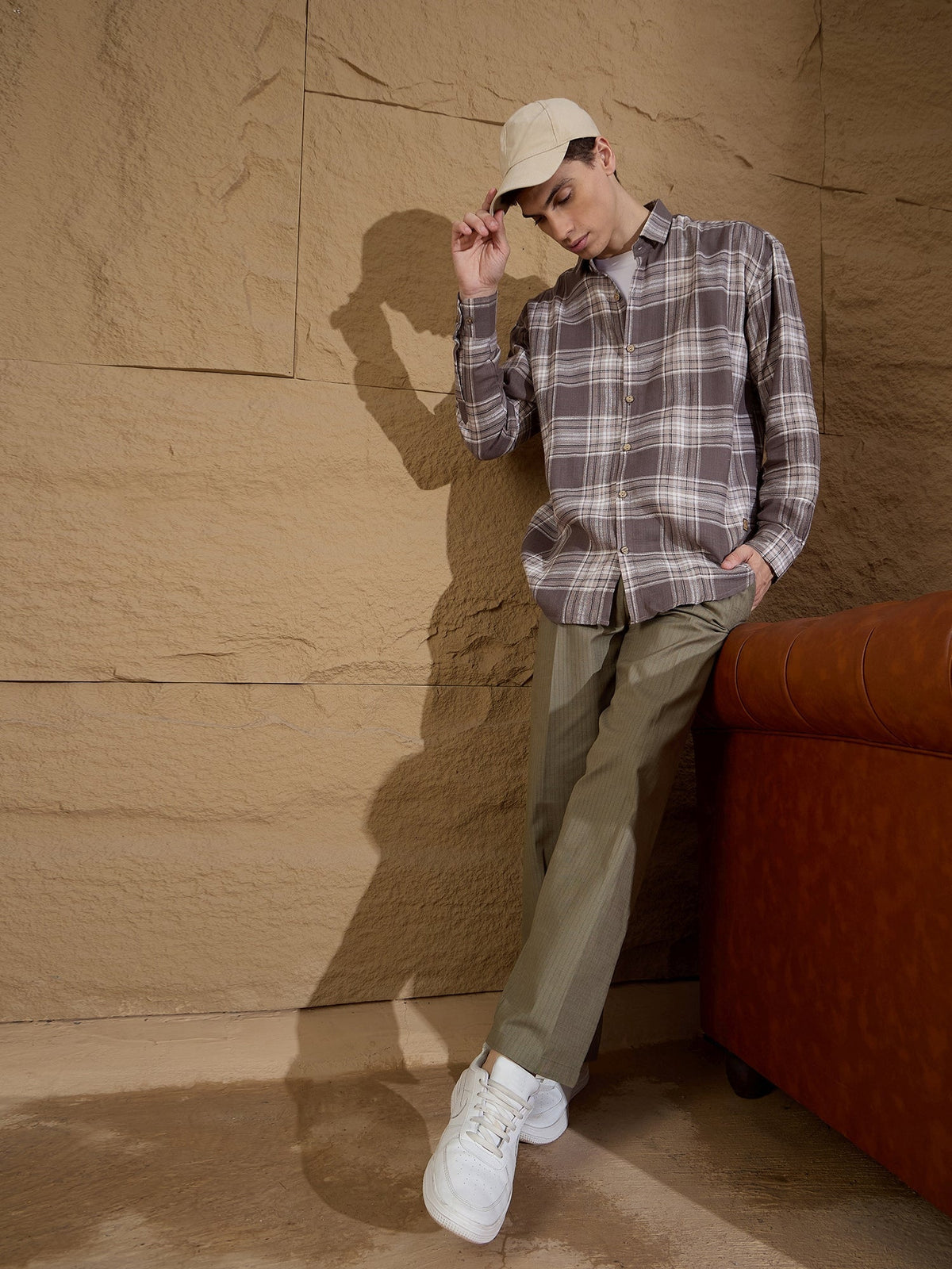 Korean Striped Double Pleated Baggy Trouser